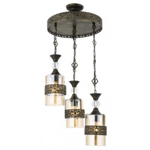 METAL and GLASS WHITE PATINE AND ANTIQUE COLOR COATED CHANDELIER 32 CM DIAMETER LOAD: 60 CM